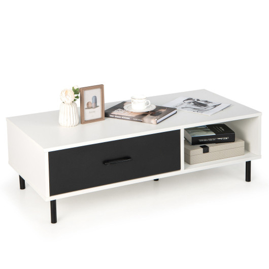 Modern 2-Tier Coffee Table with Storage and Open Shelf 3 Modern 2-Tier Coffee Table with Storage and Open Shelf - Image 3