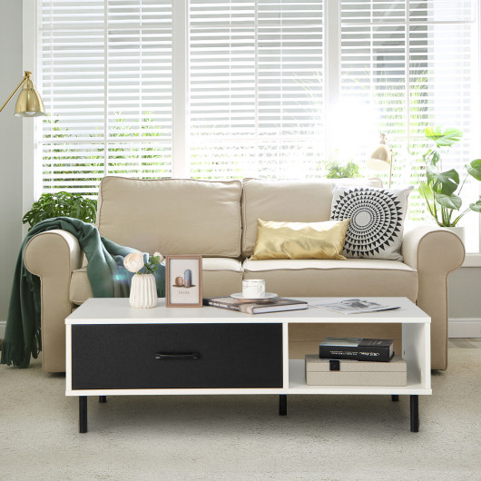 Modern 2-Tier Coffee Table with Storage and Open Shelf 6 Modern 2-Tier Coffee Table with Storage and Open Shelf - Image 6