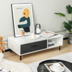 Modern 2-Tier Coffee Table with Storage and Open Shelf 14 Modern 2-Tier Coffee Table with Storage and Open Shelf