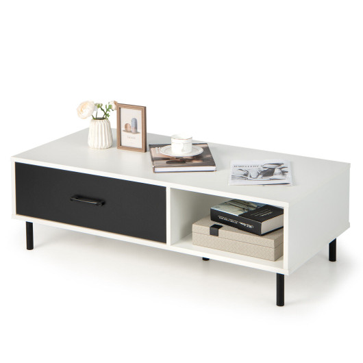 Modern 2-Tier Coffee Table with Storage and Open Shelf 4 Modern 2-Tier Coffee Table with Storage and Open Shelf - Image 4