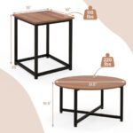 Modern Coffee Table and End Tables with Metal Frame (Set of 3)