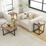 Modern Coffee Table and End Tables with Metal Frame (Set of 3)