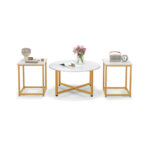 Modern Coffee Table and End Tables with Metal Frame (Set of 3)
