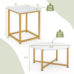 Modern Coffee Table and End Tables with Metal Frame (Set of 3)