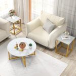 Modern Coffee Table and End Tables with Metal Frame (Set of 3)