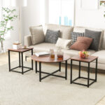 Modern Coffee Table and End Tables with Metal Frame (Set of 3)