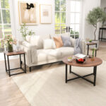 Modern Coffee Table and End Tables with Metal Frame (Set of 3)