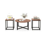 Modern Coffee Table and End Tables with Metal Frame (Set of 3)