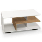 Modern Coffee Table with L-Shaped Shelf and 3 Tiers