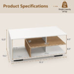 Modern Coffee Table with L-Shaped Shelf and 3 Tiers