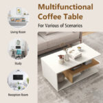 Modern Coffee Table with L-Shaped Shelf and 3 Tiers