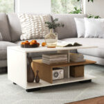 Modern Coffee Table with L-Shaped Shelf and 3 Tiers
