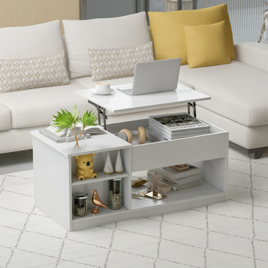 Lift Top Coffee Table with Storage Compartments and Adjustable Height