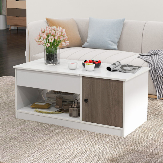 Lift Top Coffee Table with Storage Compartments and Adjustable Height