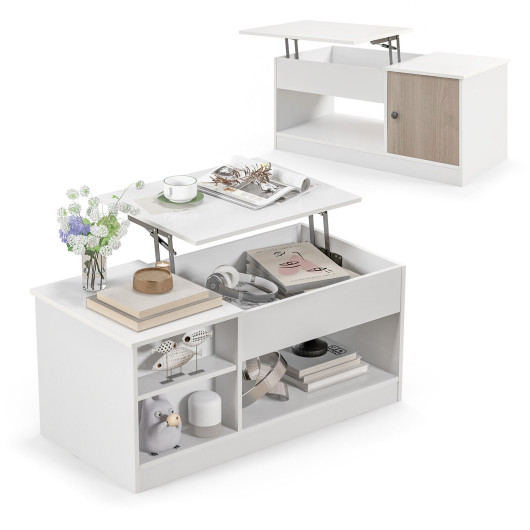 Lift Top Coffee Table with Storage Compartments and Adjustable Height