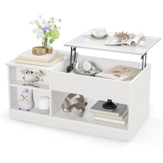 Lift Top Coffee Table with Storage Compartments and Adjustable Height
