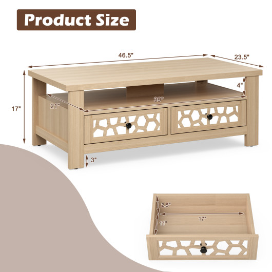Modern Coffee Table with Storage Drawers and Open Shelf 12 Modern Coffee Table with Storage Drawers and Open Shelf - Image 12