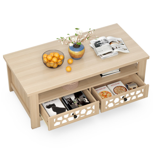 Modern Coffee Table with Storage Drawers and Open Shelf 14 Modern Coffee Table with Storage Drawers and Open Shelf - Image 14