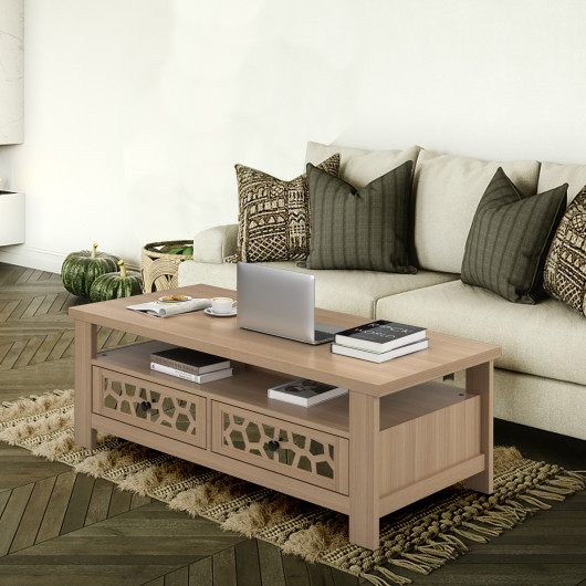 Modern Coffee Table with Storage Drawers and Open Shelf 9 Modern Coffee Table with Storage Drawers and Open Shelf - Image 9