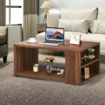 Modern Coffee Table with Storage Shelves for Living Room
