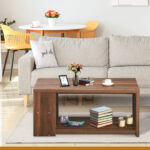 Modern Coffee Table with Storage Shelves for Living Room