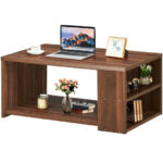 Modern Coffee Table with Storage Shelves for Living Room