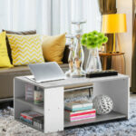 Modern Coffee Table with Storage Shelves for Living Room