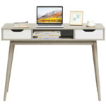 Modern Computer Desk with Drawers, Shelf, and Solid Wood Legs 28 Modern Computer Desk with Drawers, Shelf, and Solid Wood Legs