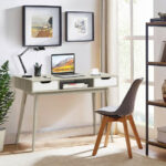 Modern Computer Desk with Drawers, Shelf, and Solid Wood Legs 22 Modern Computer Desk with Drawers, Shelf, and Solid Wood Legs