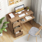Modern Computer Desk with Power Outlet, Keyboard Tray, and Drawers 12 Modern Computer Desk with Power Outlet, Keyboard Tray, and Drawers