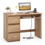 Modern Computer Desk with Power Outlet, Keyboard Tray, and Drawers 14 Modern Computer Desk with Power Outlet, Keyboard Tray, and Drawers