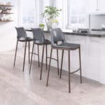 Modern Ergonomic Barstool with Faux Leather and Walnut Finish (Set of 2)