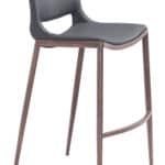 Modern Ergonomic Barstool with Faux Leather and Walnut Finish (Set of 2)