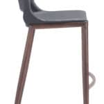 Modern Ergonomic Barstool with Faux Leather and Walnut Finish (Set of 2)