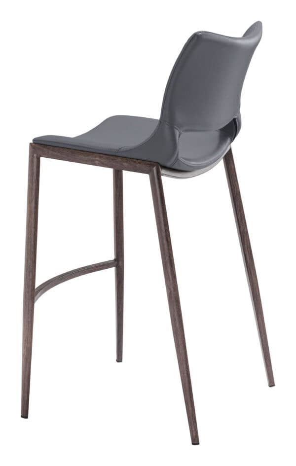 Modern Ergonomic Barstool with Faux Leather and Walnut Finish Set of 2 6