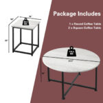 Modern Faux Marble Coffee Table and Side Tables with Steel Base (Set of 3) 25 Modern Faux Marble Coffee Table and Side Tables with Steel Base (Set of 3)