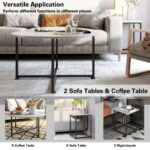 Modern Faux Marble Coffee Table and Side Tables with Steel Base (Set of 3) 26 Modern Faux Marble Coffee Table and Side Tables with Steel Base (Set of 3)