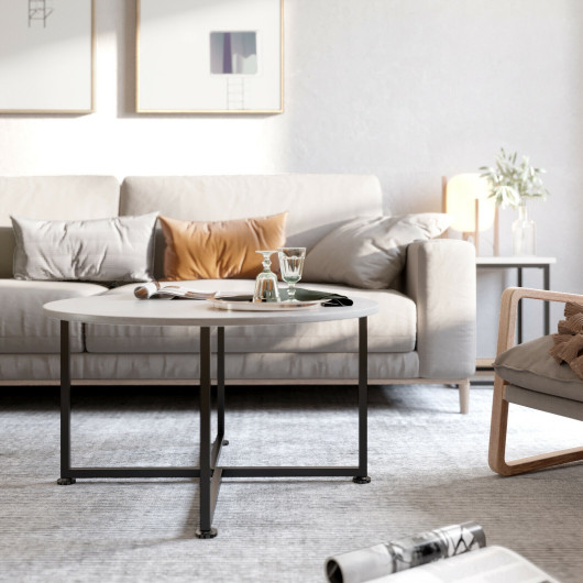 Modern Faux Marble Coffee Table and Side Tables with Steel Base (Set of 3) 13 Modern Faux Marble Coffee Table and Side Tables with Steel Base (Set of 3) - Image 13