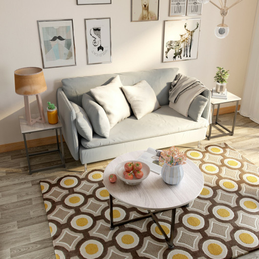Modern Faux Marble Coffee Table and Side Tables with Steel Base (Set of 3) 8 Modern Faux Marble Coffee Table and Side Tables with Steel Base (Set of 3) - Image 8