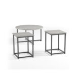 Modern Faux Marble Coffee Table and Side Tables with Steel Base (Set of 3) 24 Modern Faux Marble Coffee Table and Side Tables with Steel Base (Set of 3)