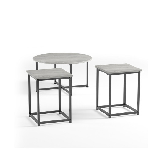Modern Faux Marble Coffee Table and Side Tables with Steel Base (Set of 3) 10 Modern Faux Marble Coffee Table and Side Tables with Steel Base (Set of 3) - Image 10