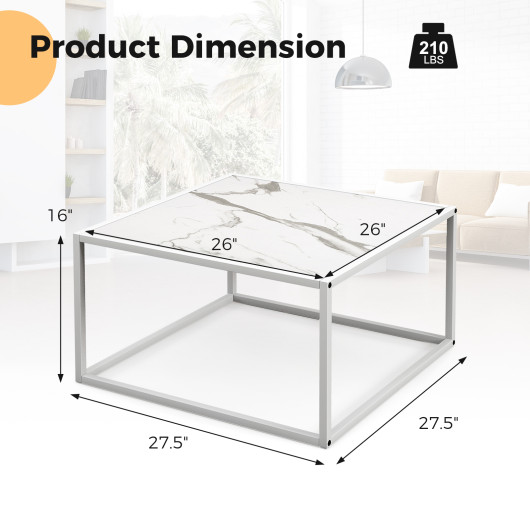 Modern Faux Marble Coffee Table with Steel Frame for Living Room 12 Modern Faux Marble Coffee Table with Steel Frame for Living Room - Image 12
