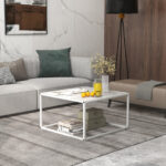 Modern Faux Marble Coffee Table with Steel Frame for Living Room 28 Modern Faux Marble Coffee Table with Steel Frame for Living Room