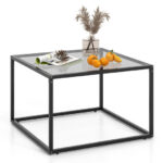 Modern Glass Coffee Table with Metal Frame for Compact Spaces
