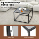 Modern Glass Coffee Table with Metal Frame for Compact Spaces