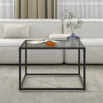 Modern Glass Coffee Table with Metal Frame for Compact Spaces