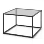 Modern Glass Coffee Table with Metal Frame for Compact Spaces