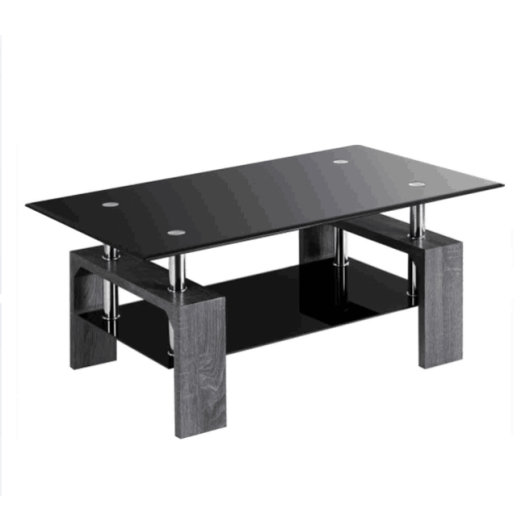 Modern Glass Coffee Table with Metal Legs and Storage Shelves 8 Modern Glass Coffee Table with Metal Legs and Storage Shelves - Image 8