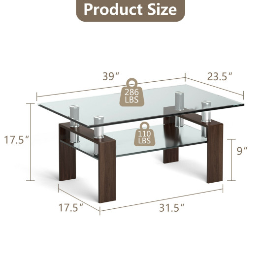 Modern Glass Coffee Table with Stainless Steel Legs and Storage Shelves 11 Modern Glass Coffee Table with Stainless Steel Legs and Storage Shelves - Image 11
