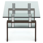 Modern Glass Coffee Table with Stainless Steel Legs and Storage Shelves 35 Modern Glass Coffee Table with Stainless Steel Legs and Storage Shelves